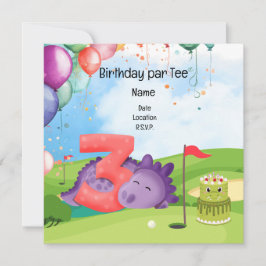 Invitation Golf 3ème anniversaire thème pour le gamin golfer 