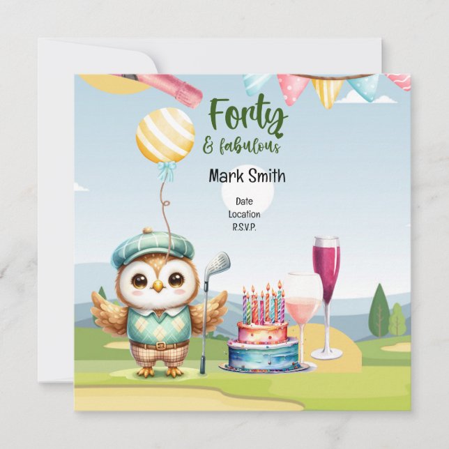 Invitation Golf 40e anniversaire de la fête de golf (Devant)