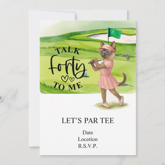 Invitation Golf 40e anniversaire pour chat femme golfer sur l (Devant)