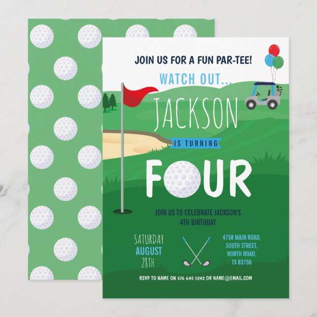 Invitation Golf 4e anniversaire Four Golf Course Clubs (Devant / Derrière)