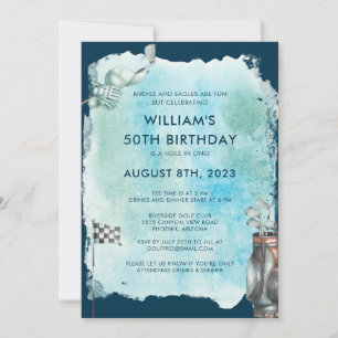 Invitation Golf 50th Birthday Party aquarelle