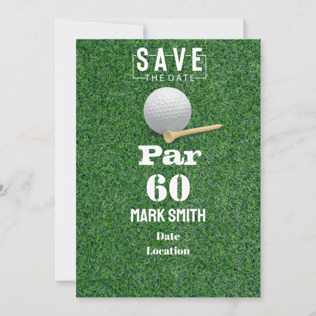 Invitation Golf 60e anniversaire avec Ball on Green pour golf (Devant)