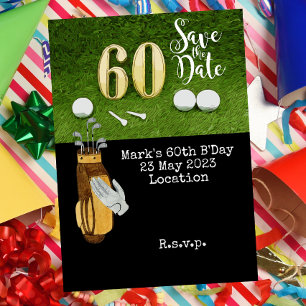 Invitation Golf 60e anniversaire avec balle de golf sur le ve