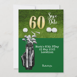 Invitation Golf 60e anniversaire avec balle de golf sur vert