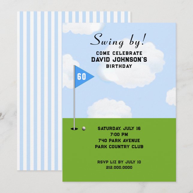 Invitation Golf 60e fête d'anniversaire (Devant / Derrière)