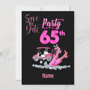 Invitation Golf 65e anniversaire en thème rose pour femme gol