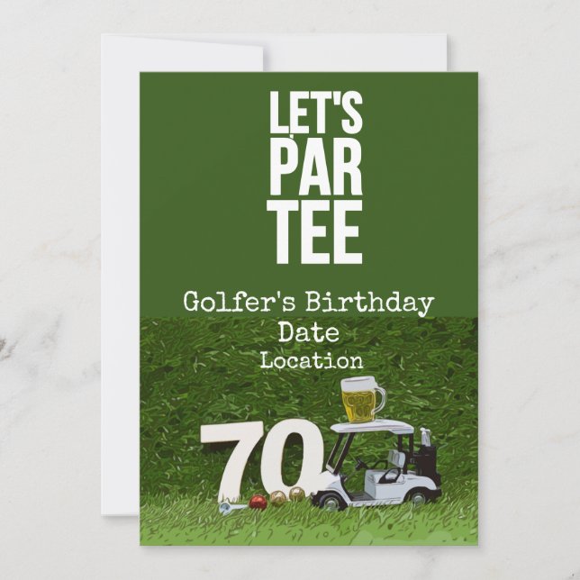 Invitation Golf 70e anniversaire avec golf balle (Devant)