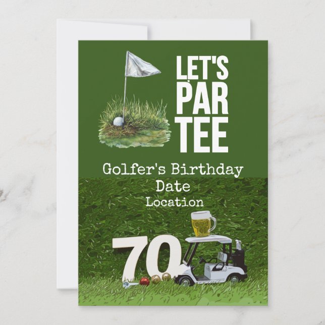 Invitation Golf 70e anniversaire avec golf balle (Devant)