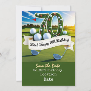 Invitation Golf 70e anniversaire avec golf balle