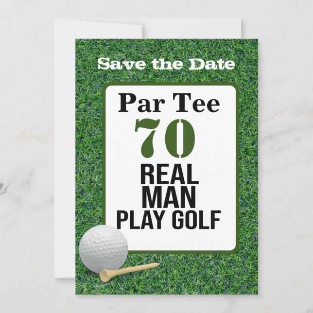 Invitation Golf 70e anniversaire vrai homme jouer golf (Devant)