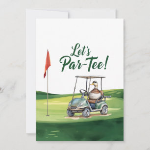 Invitation Golf Allons-y sur le départ avec un drapeau de gol