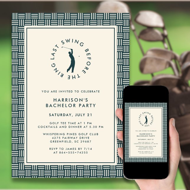 Invitation Golf Bachelor Party Dernière swing avant l'anneau (Créateur téléchargé)