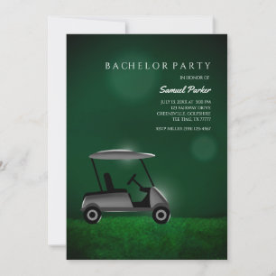 Invitation Golf Bachelor Party Green - Chariot de golf - Lect