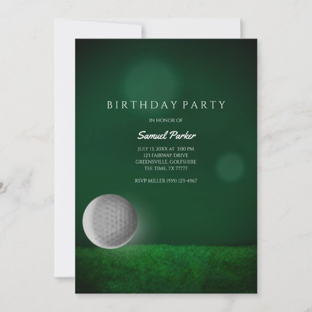 Invitation Golf Bachelor Party Green - Golf Ball - Golfeurs (Devant)