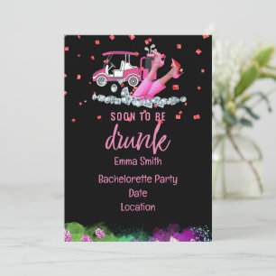 Invitation Golf Bachelorette Party femme golfeur thème rose