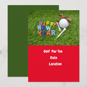 Invitation Golf balle et tee Happy New Year Par tee golfer