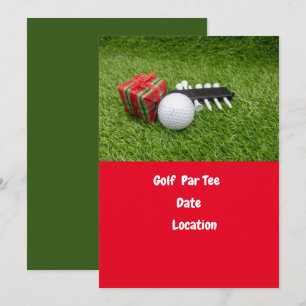 Invitation Golf balle et tee Happy New Year Par tee golfer