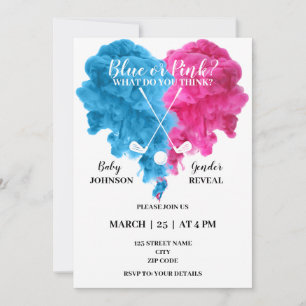 Invitation Golf bleu et rose genre révéler l'invitation
