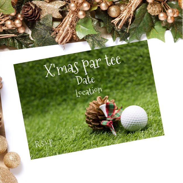 Invitation Golf Christmas Party Par tee avec balle de golf (Créateur téléchargé)