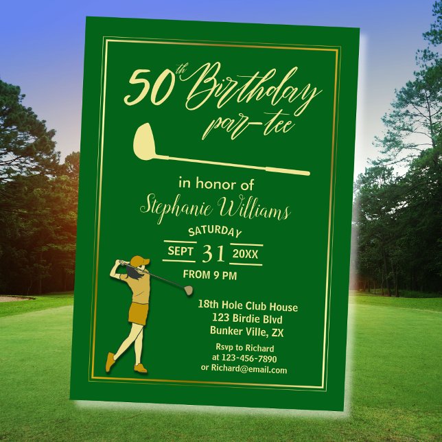 Invitation Golf Classic Green Golden Women 50e anniversaire (Créateur téléchargé)