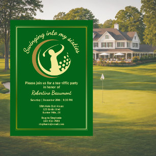 Invitation Golf Classic Vert Joueur Doré 60e Anniversaire  In