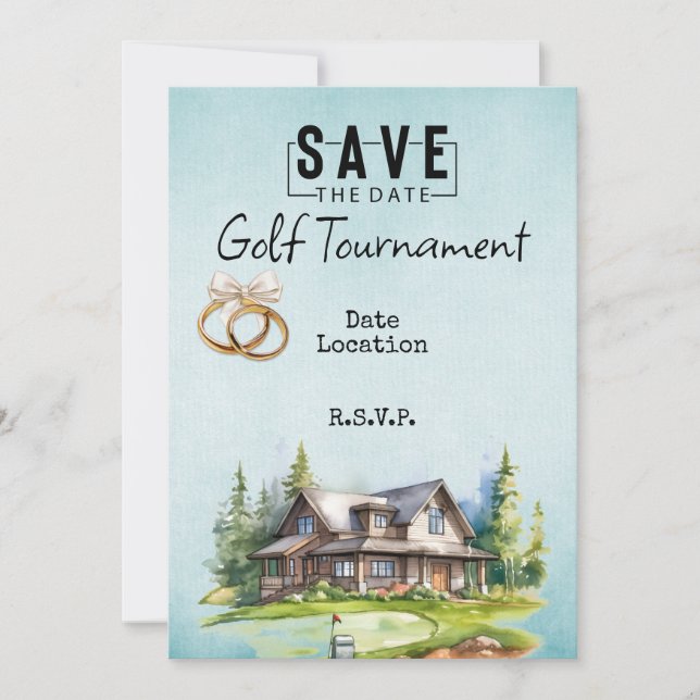 Invitation Golf Club maison pour mariage enregistrer la date (Devant)