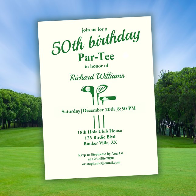 Invitation Golf Club Thémé Par Tee 50e anniversaire (Créateur téléchargé)