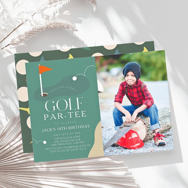 Invitation Golf Course Fairway Photo Kid's Birthday Par-Tee (Créateur téléchargé)