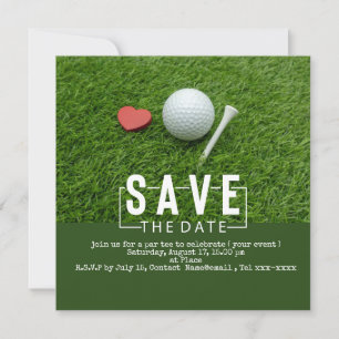 Invitation Golf économisez la date avec balle de golf et coeu