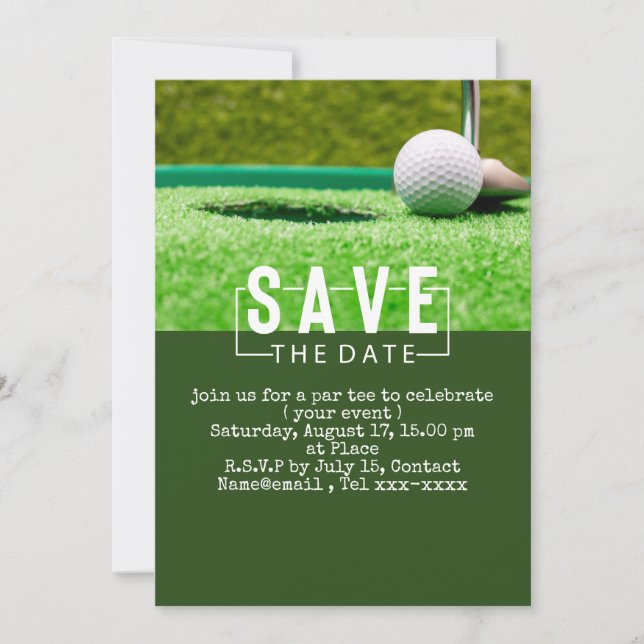 Invitation Golf enregistrer la date golf balle de mise trou d (Devant)