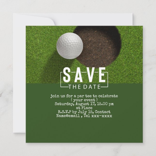 Invitation Golf enregistrer la date golf balle de mise trou d (Devant)