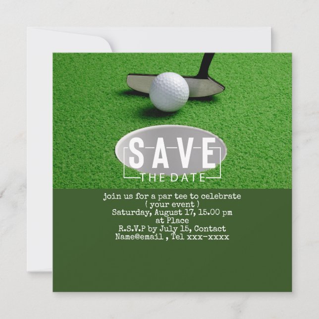 Invitation Golf enregistrer la date golf balle de mise trou d (Devant)