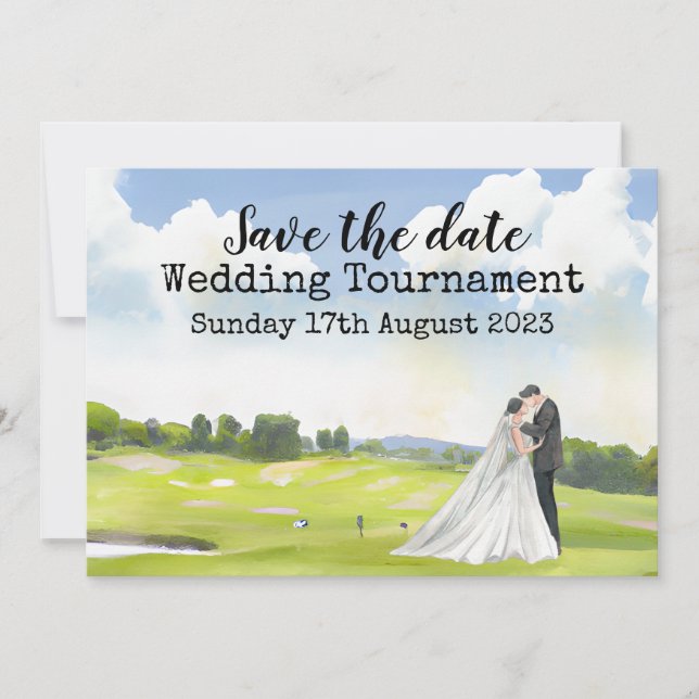 Invitation Golf Enregistrer la date Golf Mariage Aquarelle  I (Devant)