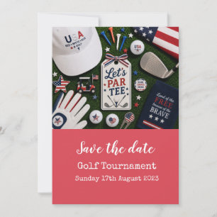 Invitation Golf Enregistrez la date avec un thème américain