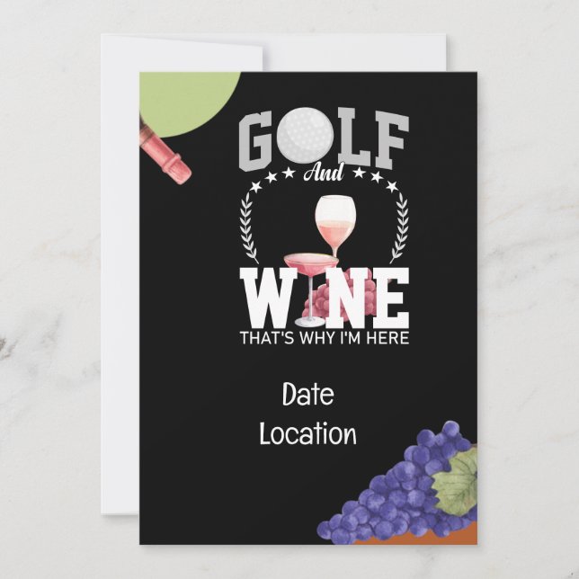 Invitation Golf et mariage de vin pour golfeur (Devant)