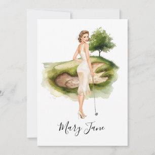 Invitation Golf Femme golfeuse sur terrain de golf Nuptial 