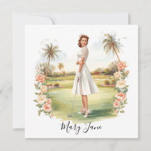 Invitation Golf Femme golfeuse sur terrain de golf Nuptial