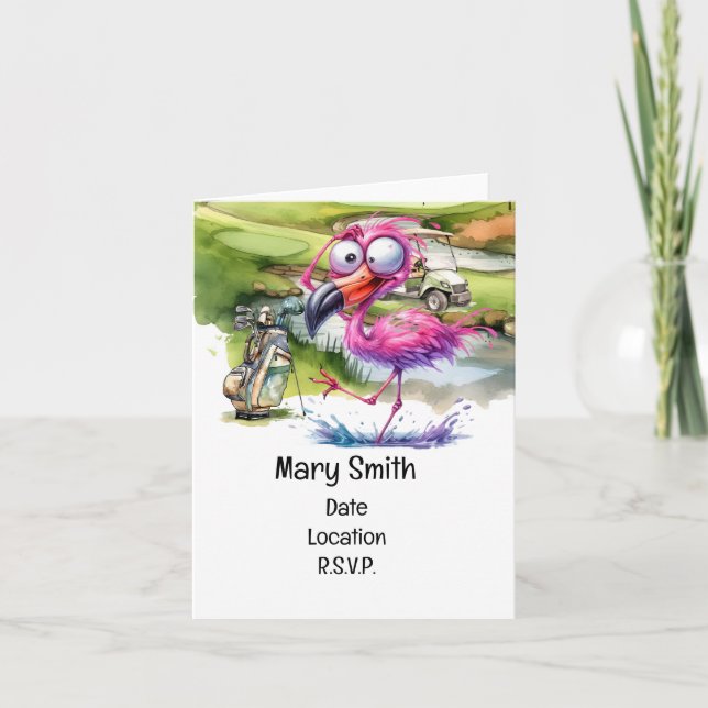 Invitation Golf Flamant rose Unite : Une fête de golf d'anniv (Devant)