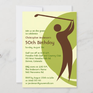 Invitation Golf Golf Golf Golf Vert Brown 50e anniversaire