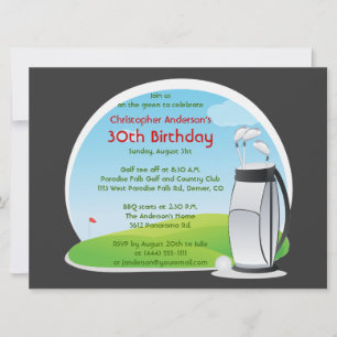 Invitation Golf Golf Sac de golf et clubs 30e anniversaire
