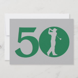 Invitation Golf Green Grey 50th Birthday Invite