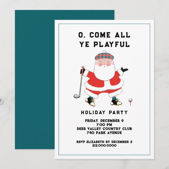 Invitation Golf Holiday Party (Devant / Derrière)