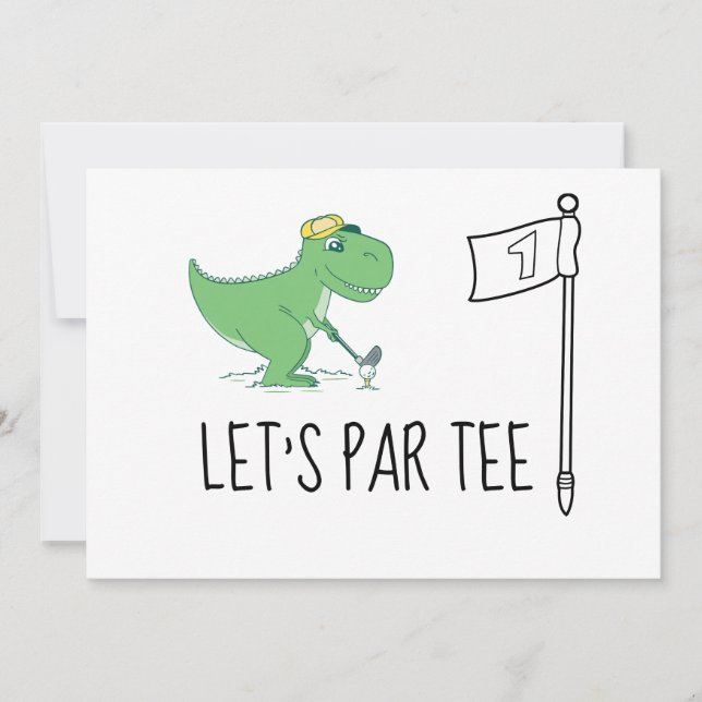 Invitation Golf Let’s Par tee 1er Anniversaire Dinosaur golf (Devant)