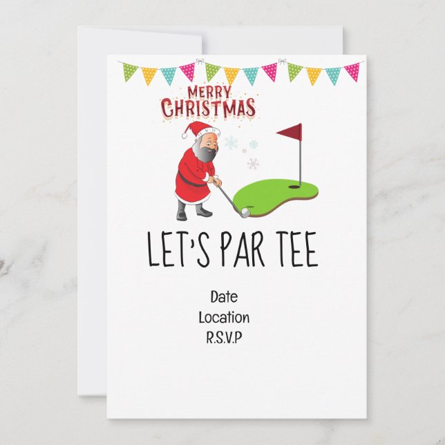 Invitation Golf Let’s Par tee Christmas party pour golfeurs (Devant)