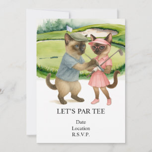 Invitation Golf Let's Par tee pour les amoureux des chats