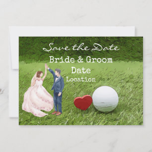 Invitation Golf Mariage enregistrer la date avec amour golfeu