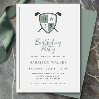 Invitation Golf Modern Any Age Birthday Party Stylish Green