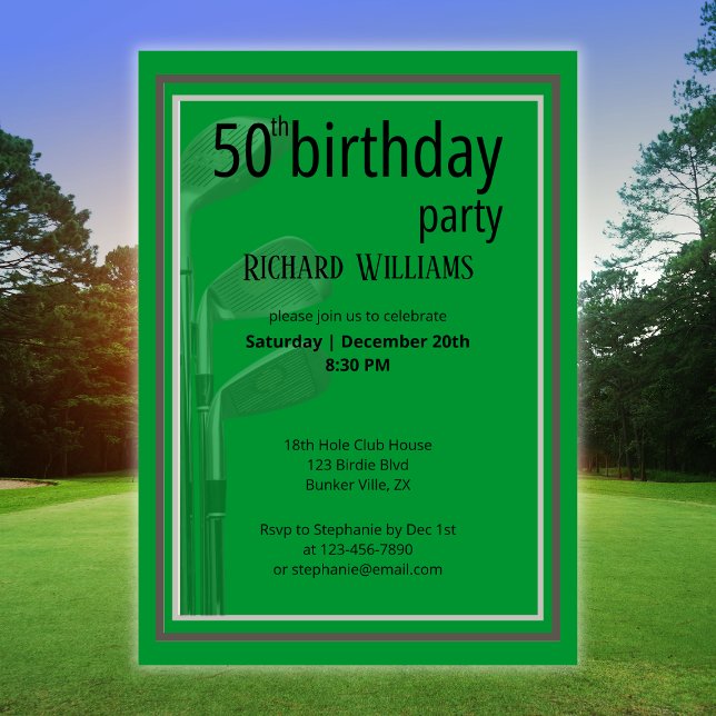 Invitation Golf Modern Corporate Green Black 50e anniversaire (Créateur téléchargé)