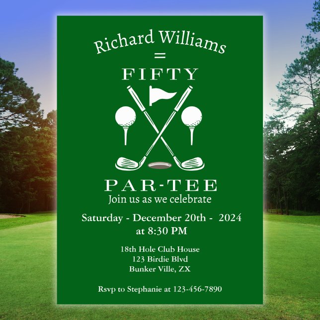 Invitation Golf Modern Emblem Clubs 50e anniversaire (Créateur téléchargé)