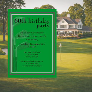 Invitation Golf Moderne Anniversaire 60 ans Corporate Vert No
